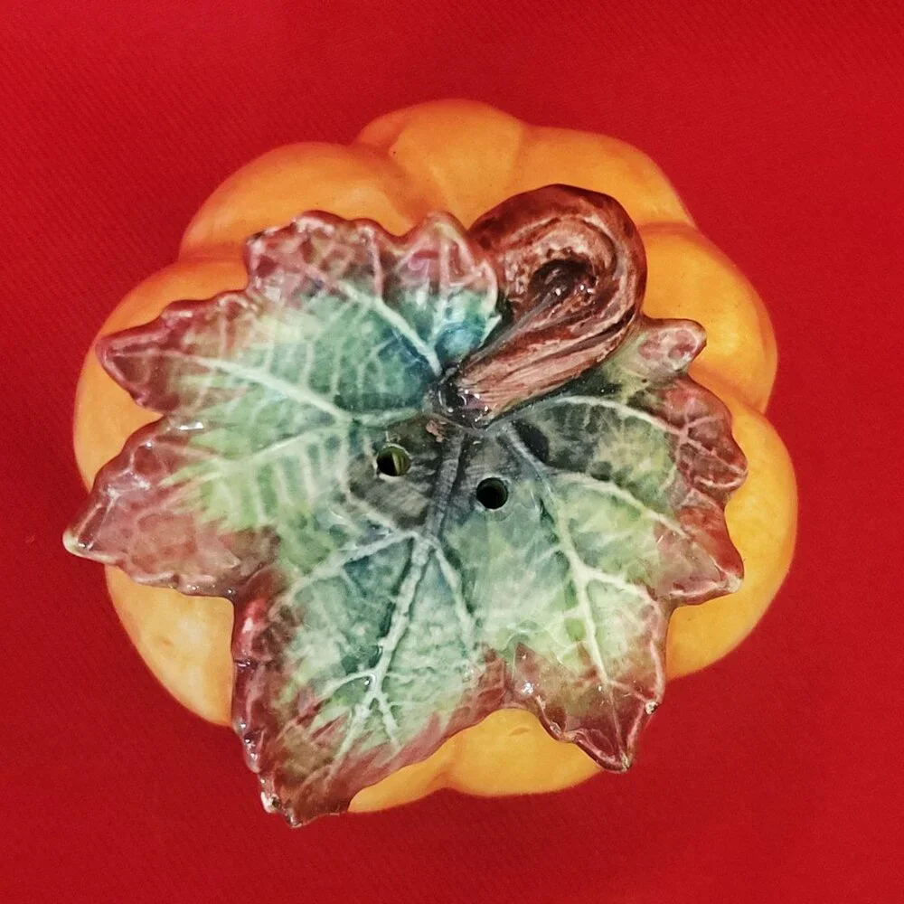 Pumpkin Salt or Pepper Shaker Hand Painted Ceramic